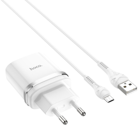 Incarcator retea Hoco C12Q + Cablu date MicroUSB Alb 
