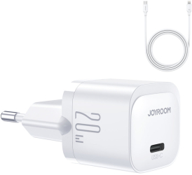 Incarcator retea Joyroom Mini JR-TCF02 USB-C Quick Charge 20W Cablu Lightning 1m inclus Alb 