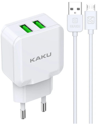 Incarcator Retea Kakusiga KSC-414 10W 2.4A 2xUSB-A cu cablu tip Lightning Alb 