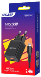 Incarcator retea si cablu de date Lightning 2.4A 1M Negru 
