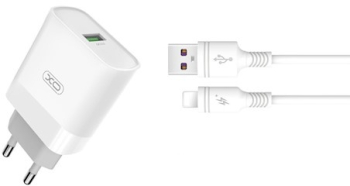 Incarcator retea XO L63 USB Quick Charge 3.0 15W Cablu Lightning 1m inclus Alb 