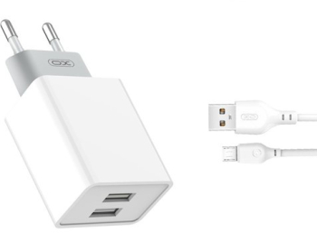 Incarcator retea XO L65 Dual USB Fast Charge 12W 2.4A Cablu Micro-USB 1m inclus Alb 