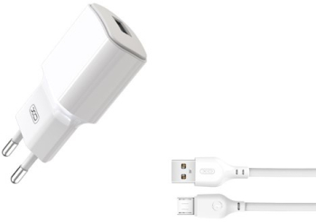 Incarcator retea XO L73 USB 12W 2.4A Cablu Micro-USB inclus Alb 