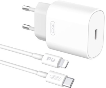 Incarcator retea XO L91 USB-C Power Delivery 25W Cablu USB-C/Lightning 1m inclus Alb 