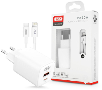 Incarcator telefon + Cablu de date XO Type C Lightning Alb 