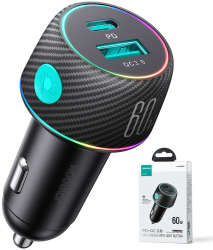 Incarcator USB Type-C Fast Charging 60W pentru Masina - JoyRoom JR-CCN01 - Black 