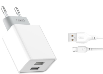 Incarcator Xiaomi L65 cu 2 porturi USB 2.4A + cablu Lightning Alb 