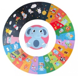 Joc Educativ Rutina Micului Elefant Kabi Puzzle cu 24 piese mari 
