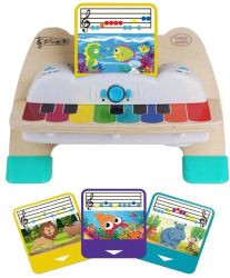 Jucarie interactiva muzicala pentru bebelusi Magic Touch Piano pentru invatare Montessori timpurie confectionata din lemn cu 3 partituri m 