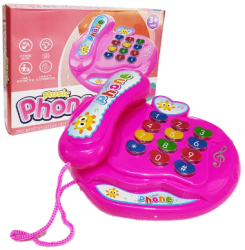 Jucarie interactiva Telefon cu sunete si lumini roz 