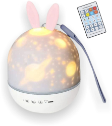 Lampa de noapte muzicala de veghe pentru copii Danex telecomanda proiector sunet alb rotativ cu 6 filme de proiectie 8 tipuri de muz 