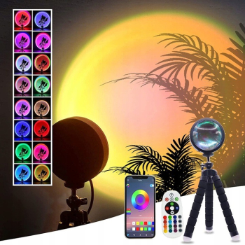 Lampa LED Click Proiector cu 16 culori Rotire 360 de Grade Incarcare USB cu Telecomanda Intrerupator pentru Podea Tavan Perete 26x12 