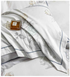 Lenjerie de lux cu elastic alb si gri din bumbac finet 6 Piese cu model floral colorat deschis 