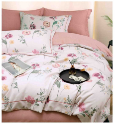 Lenjerie de lux cu elastic roz si alb din bumbac finet 6 Piese cu flori colorate 