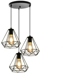 Lustra vintage cu 3 pendule 3x40W Neagra Lumina Calda/Rece/Naturala 