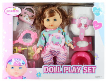 Papusa Interactiva cu accesorii Doll play Set 28 cm 
