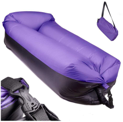 Saltea autogonflabila pentru camping plaja sau piscina tip sezlong 185 - 70cm culoare Negru-Violet