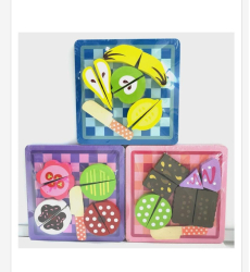 Set 3 Puzzle 3D din lemn Feliere Fructe Legume Alimente 27 piese 