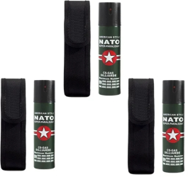 Set 3 Spray-uri Paralizante NATO Defence 110 ml Propulsie Jet Verde Husa Inclusa 