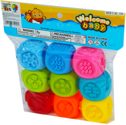 Set 9 cuburi siliconate moi cu cifre Welkome baby multicolor 5 cm 