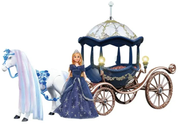 Set Papusa si Caleasca Magica cu Lumini si Sunete 