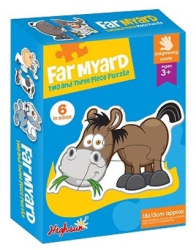 Set Puzzle cu Animalele de la Ferma 6 Animale Click Fun Multicolor