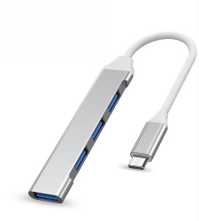 Hub USB multiport 4 in 1 Type-c la USB 3.0/USB 2.0 Compatibil cu Macbook Ipad si Android IOS Plug&Play Silver 