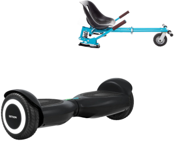 Pachet Hoverboard 6.5 inch cu Scaun cu Suspensii Jetson Prism Black Autonomie Standard si Hoverkart Albastru cu Suspensii Duble Smart Bal 
