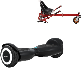 Pachet Hoverboard 6.5 inch cu Scaun cu Suspensii Jetson Prism Black Autonomie Standard si Hoverkart Rosu cu Suspensii Duble Smart Balance 