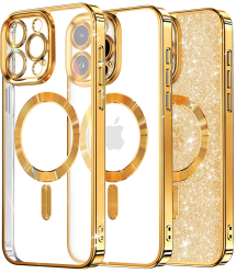 Husa pentru iPhone 14 Pro - Techsuit Luxury Glitter MagSafe - Gold 