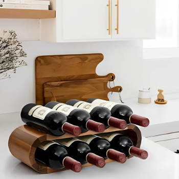 Suport elegant pentru vinuri accesorii expunere sticle vin din lemn natural design modern decor sofisticat pentru bar si bucatarie supo
