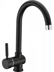 Baterie chiuveta de bucatarie BLACK4H finisaj granit negru gat de lebada 