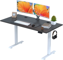 Birou electric cu blat dintr o singura bucata 110x60 cm sistem anti coliziune Arka inaltime reglabila 70-120 cm Negru Lemn 