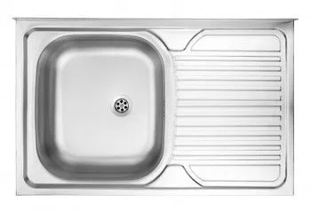 Chiuveta bucatarie din inox cu 1 cuva si picurator TANGO ZM5 011P dreptunghiulara finisaj satinat 