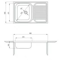 Chiuveta bucatarie din inox cu 1 cuva si picurator TANGO ZM5 311P dreptunghiulara finisaj mat 