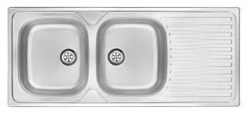 Chiuveta bucatarie din inox cu 2 cuve cu filtru si picurator SINK ZEU 3210 finisaj mat 