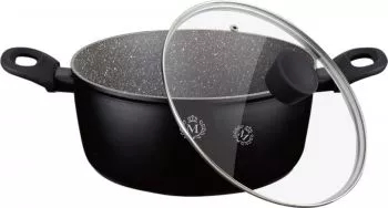 Cratita cu capac MeisterKlasse MK-1027-28 interior granit 2.1 l diametru 20 cm Negru 