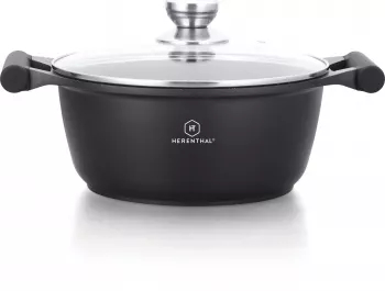 Cratita cu capac si interior marmorat HERENTHAL HT-CSG524M 