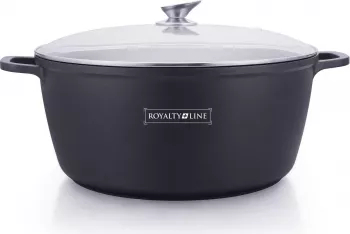 Cratita cu capac sticla interior marmura Royalty Line RL-BS40ML 40 cm 19.5 l negru 