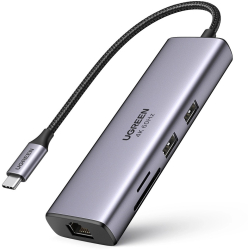 HUB multiport 7in1 USB-C la 2xUSB 3.2 1xSD/microSD 1xRJ45 1xHDMI 1XPD 100W UGREEN 