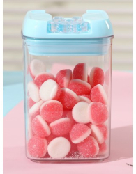 Cutie de Depozitare Alimente Flippy tip Container 0.8L 10x10x15.5 cm Recipiente pentru Cereale in Bucatarie Transparente cu Capac Albastru 