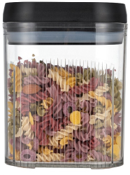 Cutie de Depozitare Alimente Flippy tip Container 1.3L Recipiente pentru Cereale in Bucatarie Transparente cu Capac Negru 