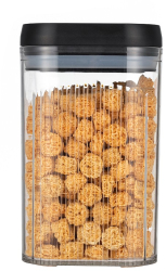 Cutie de Depozitare Alimente Flippy tip Container 2L Recipiente pentru Cereale in Bucatarie Transparente cu Capac Negru 