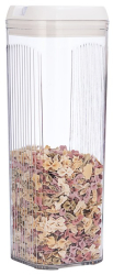 Cutie de Depozitare Alimente Flippy tip Container 3.7L 12.5x12.5x36.5 cm Recipiente pentru Cereale in Bucatarie Transparente cu Capac Alb 