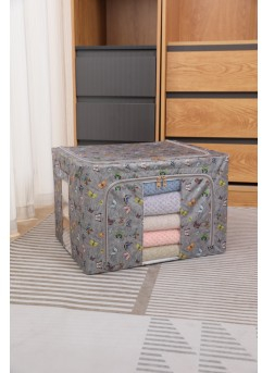Cutie De Depozitare Flippy Pentru Haine Lenjerie Sosete Si Sutiene Material Textil 66L Model Fluturasi Canvas Gri 