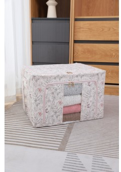 Cutie De Depozitare Flippy Pentru Haine Lenjerie Sosete Si Sutiene Material Textil 66L Model Fluturasi Roz 