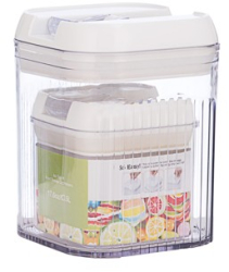 Cutii de Depozitare Alimente Flippy Set din 2 Cutii de tip Container Recipiente pentru Cereale in Bucatarie Transparente cu Capac Alb 0.5 