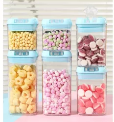 Cutii de Depozitare Alimente Flippy Set din 6 Cutii de tip Container 2x0.5 l 2x0.8 l 2x1.2 l Recipiente pentru Cereale in Bucatarie 
