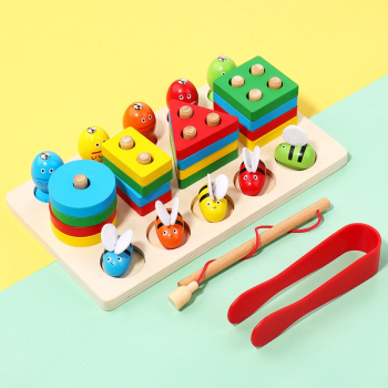 Jucarie Montessori din Lemn Flippy Tip Constructie Multicolor 