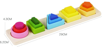 Jucarie Montessori din Lemn Flippy Tip Puzzle cu 5 Forme Asimetrice 15 Piese Educativa Interactiva Creativa Materiale Non Toxice +2 Ani 